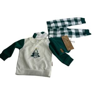 Lila & Jack Baby Christmas Outfit Tree Sweatshirt Plaid Pants 6–9M